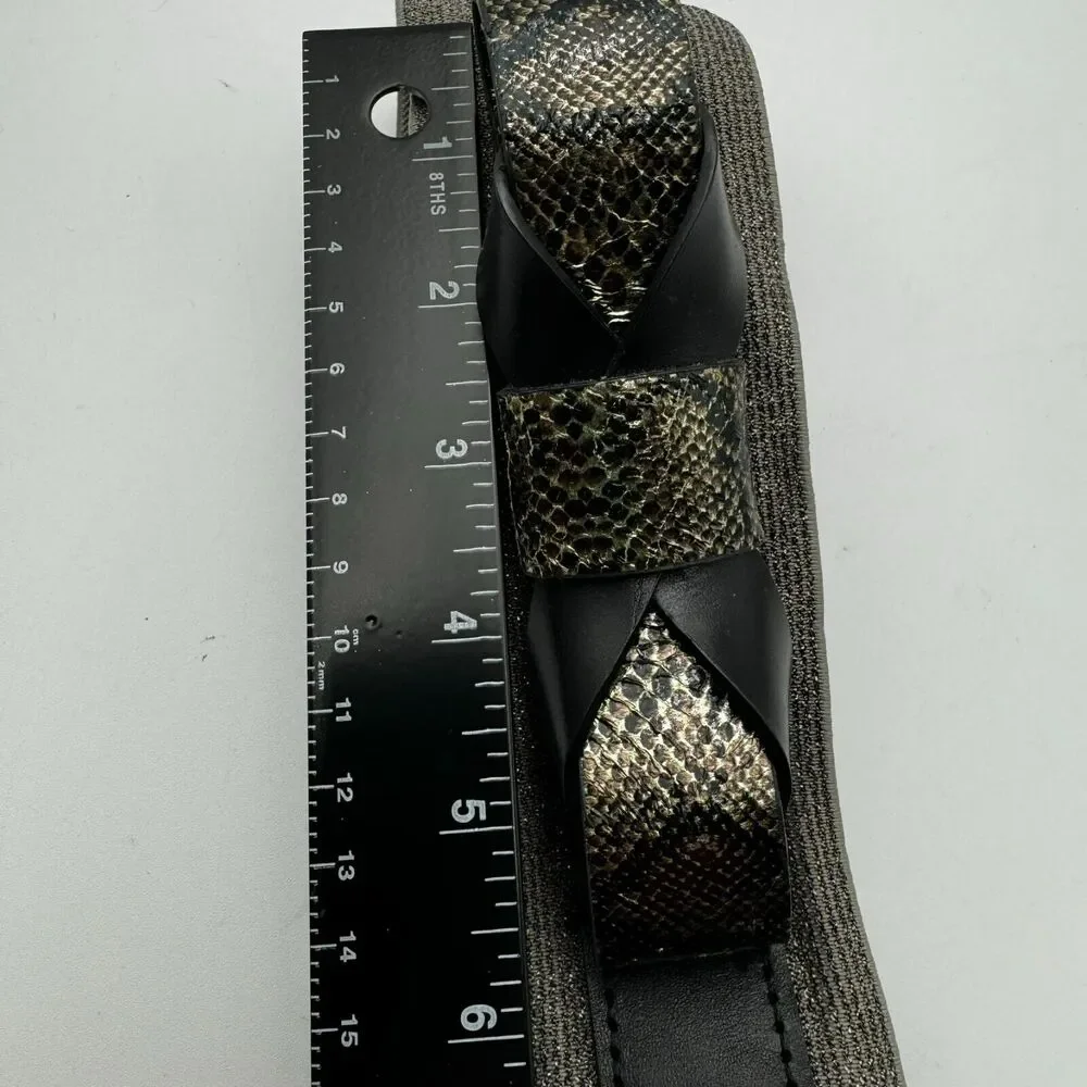 LOFT | Women's Small Extra Wide Leather Belt Bow Snaps Stretch 27
